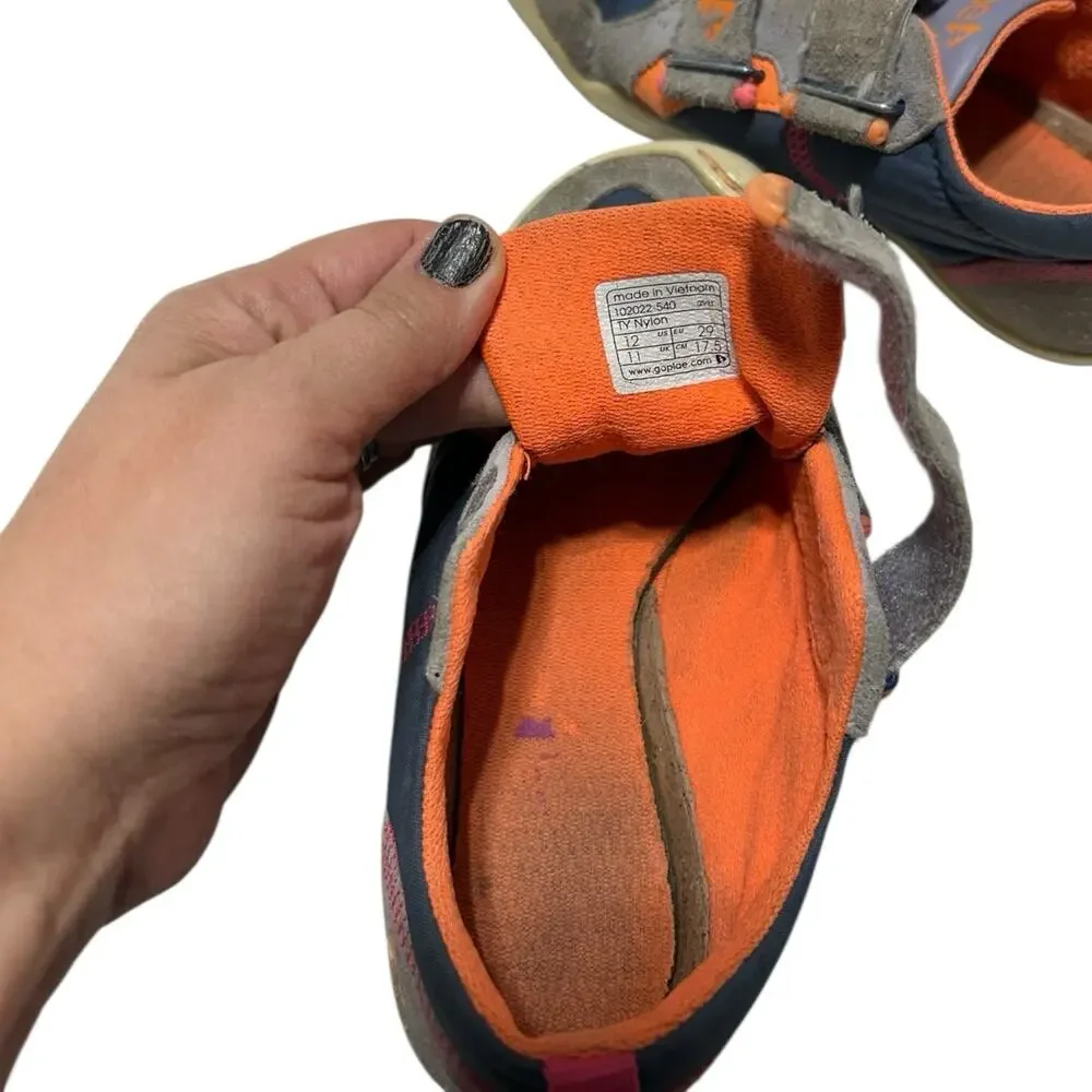 Plae TY Nylon Sneakers KIDS Size 11 Blue Gray Orange Pink